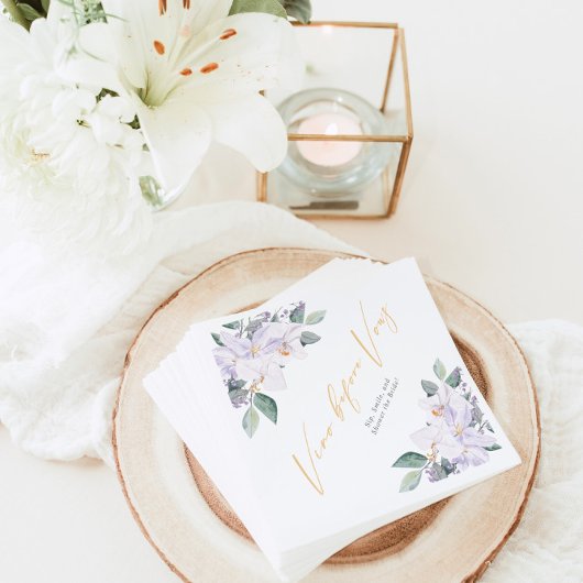 水彩ヴィノ・ビフォー・ヴァウズ・フラワーズ・ブライダルシャワー スタンダードカクテルナプキン