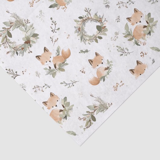水彩ヴィンテージかわいいキツネのクリスマスパターン 薄葉紙 (詳細)