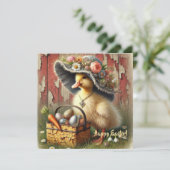 水彩ヴィンテージのイースター・ダックと卵 シーズンカード (スタンド正面)