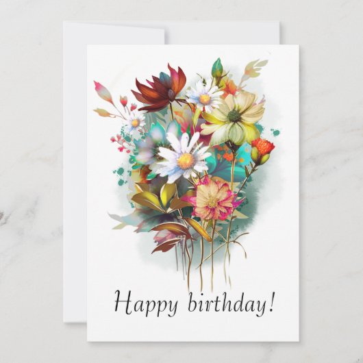 水彩ヴィンテージの花 案内状 (正面)