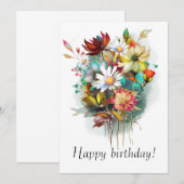 水彩ヴィンテージの花 案内状 (正面/裏面)