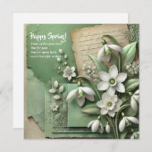 水彩ヴィンテージの雪滴と破れた紙 シーズンカード (正面/裏面)