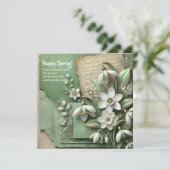 水彩ヴィンテージの雪滴と破れた紙 シーズンカード (スタンド正面)