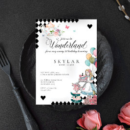 水彩ヴィンテージアリスinワンダーランド誕生日 招待状