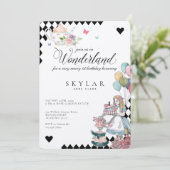 水彩ヴィンテージアリスinワンダーランド誕生日 招待状 (スタンド正面)