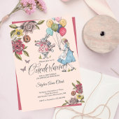 水彩ヴィンテージアリスin ONEderland誕生日 招待状