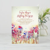 水彩ヴィンテージウェディング招待状 – 牧草地の花 招待状 (スタンド正面)