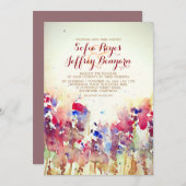 水彩ヴィンテージウェディング招待状 – 牧草地の花 招待状 (正面/裏面)