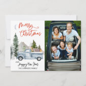 水彩ヴィンテージウッドランド動物クリスマスフォト シーズンカード (正面)