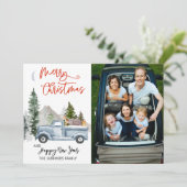 水彩ヴィンテージウッドランド動物クリスマスフォト シーズンカード (スタンド正面)