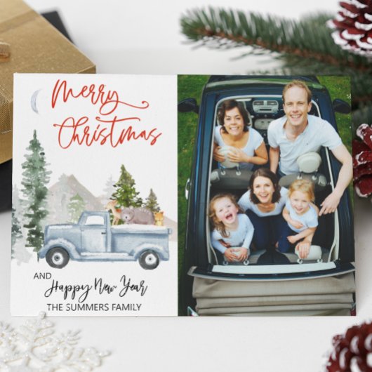 水彩ヴィンテージウッドランド動物クリスマスフォト シーズンカード