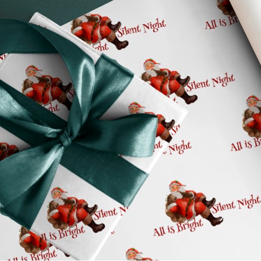 水彩ヴィンテージエレガントサンタクロース ラッピングペーパー