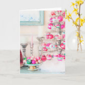 水彩ヴィンテージオーナメントクリスマスツリー カード (黄色い花)