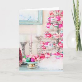 水彩ヴィンテージオーナメントクリスマスツリー カード