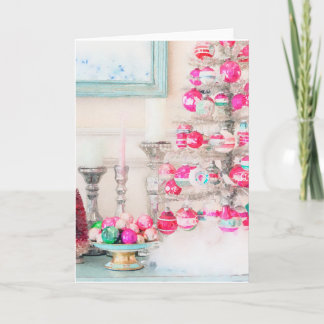 水彩ヴィンテージオーナメントクリスマスツリー カード