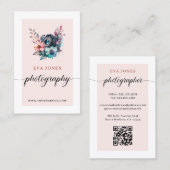 水彩ヴィンテージカメラ&花写真 名刺 (正面/裏面)