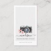 水彩ヴィンテージカメラ&花模様撮影 名刺 (正面)