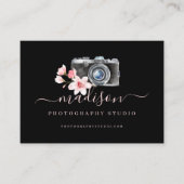 水彩ヴィンテージカメラ&花模様撮影 名刺 (正面)
