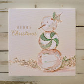 水彩ヴィンテージキャンディ雪だるまメリークリスマス シーズンカード