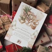 水彩ヴィンテージクリスマスギフトラッピングパーティー 招待状