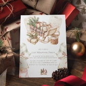 水彩ヴィンテージクリスマスギフトラッピングパーティー 招待状