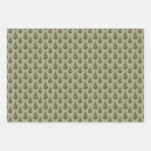 水彩ヴィンテージクリスマスツリーグリーンホリデイ ラッピングペーパーシート (正面)