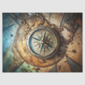 水彩ヴィンテージコンパスのレトロマップ航海の 薄葉紙 (正面)