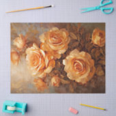 水彩ヴィンテージサンセットオレンジ英語バラ 薄葉紙 (クラフト)