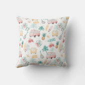 水彩ヴィンテージサーフビーチパターン クッション (裏面)