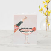 水彩ヴィンテージシャンパングラス カード (黄色い花)