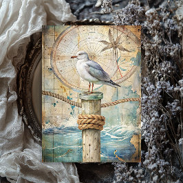 水彩ヴィンテージシーグラルスガルコンパス旧地図 薄葉紙