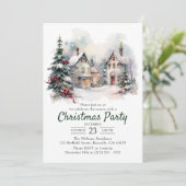 水彩ヴィンテージシーナリークリスマスパーティー 招待状 (スタンド正面)