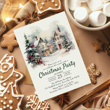 水彩ヴィンテージシーナリークリスマスパーティー