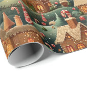 水彩ヴィンテージジンジャーブレッドクリスマスハウス ラッピングペーパー (ロールコーナー)