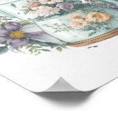 水彩ヴィンテージスタイルフローラキッチンコーヒー ポスター (角)