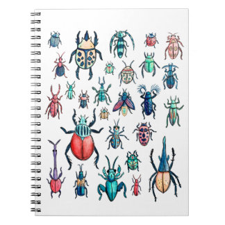 水彩ヴィンテージスタイル甲虫イラストレーション ノートブック