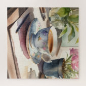 水彩ヴィンテージティーカップ ジグソーパズル (横)