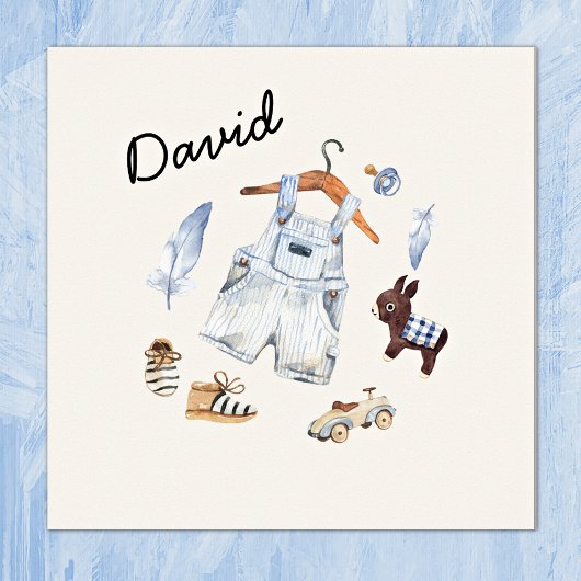 水彩ヴィンテージトイズブルー子供部屋アート ポスター