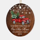 水彩ヴィンテージトラックウッドライトニューホーム セラミックオーナメント (左)