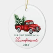 水彩ヴィンテージトラック祖父母クリスマス セラミックオーナメント (左)