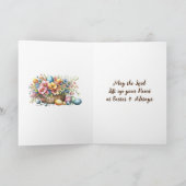 水彩ヴィンテージバニーと花イースター カード (内部)