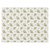 水彩ヴィンテージバニー&デイジーフラワーイースター テーブルクロス (正面(横))