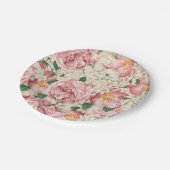 水彩ヴィンテージバラとアジサイ柄 ペーパープレート (アングル)