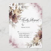 水彩ヴィンテージバラ点RSVP 招待状 (正面/裏面)