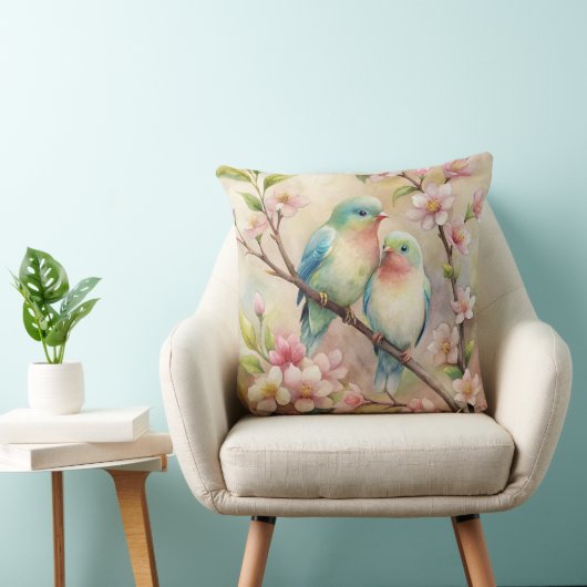 水彩ヴィンテージバードアート装飾用クッション クッション (椅子)