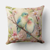 水彩ヴィンテージバードアート装飾用クッション クッション (裏面)
