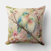 水彩ヴィンテージバードアート装飾用クッション クッション (正面)