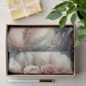 水彩ヴィンテージビクトリアン女性レディーピンクのバラ 薄葉紙 (ギフト)