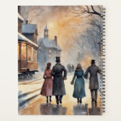 水彩ヴィンテージビクトリアン雪通り プランナー手帳 (裏面)