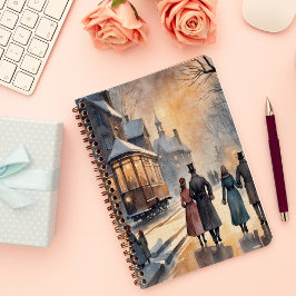 水彩ヴィンテージビクトリアン雪通り プランナー手帳